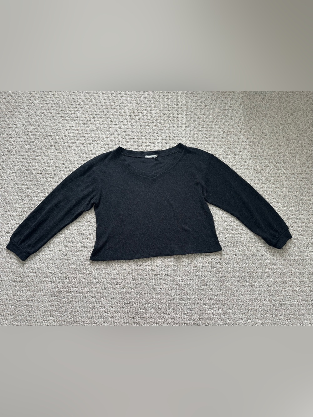Lush Black Scoop Neck Cropped Sweater